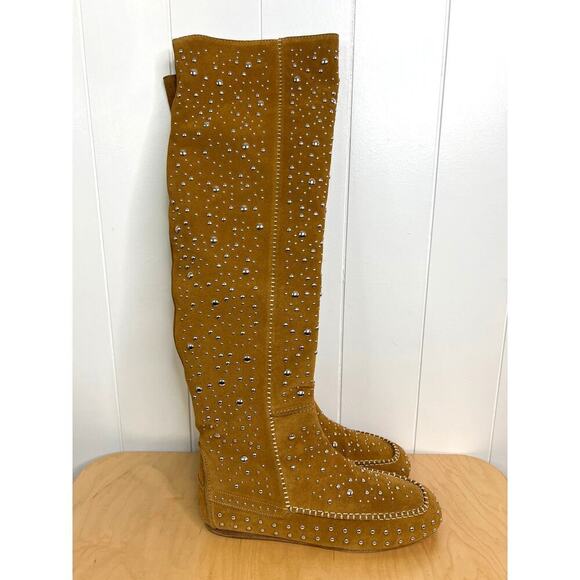 Zadig & Voltaire Santa Dream Knee High Leather Studded Boots Size EU 41/US 11 - Picture 1 of 9